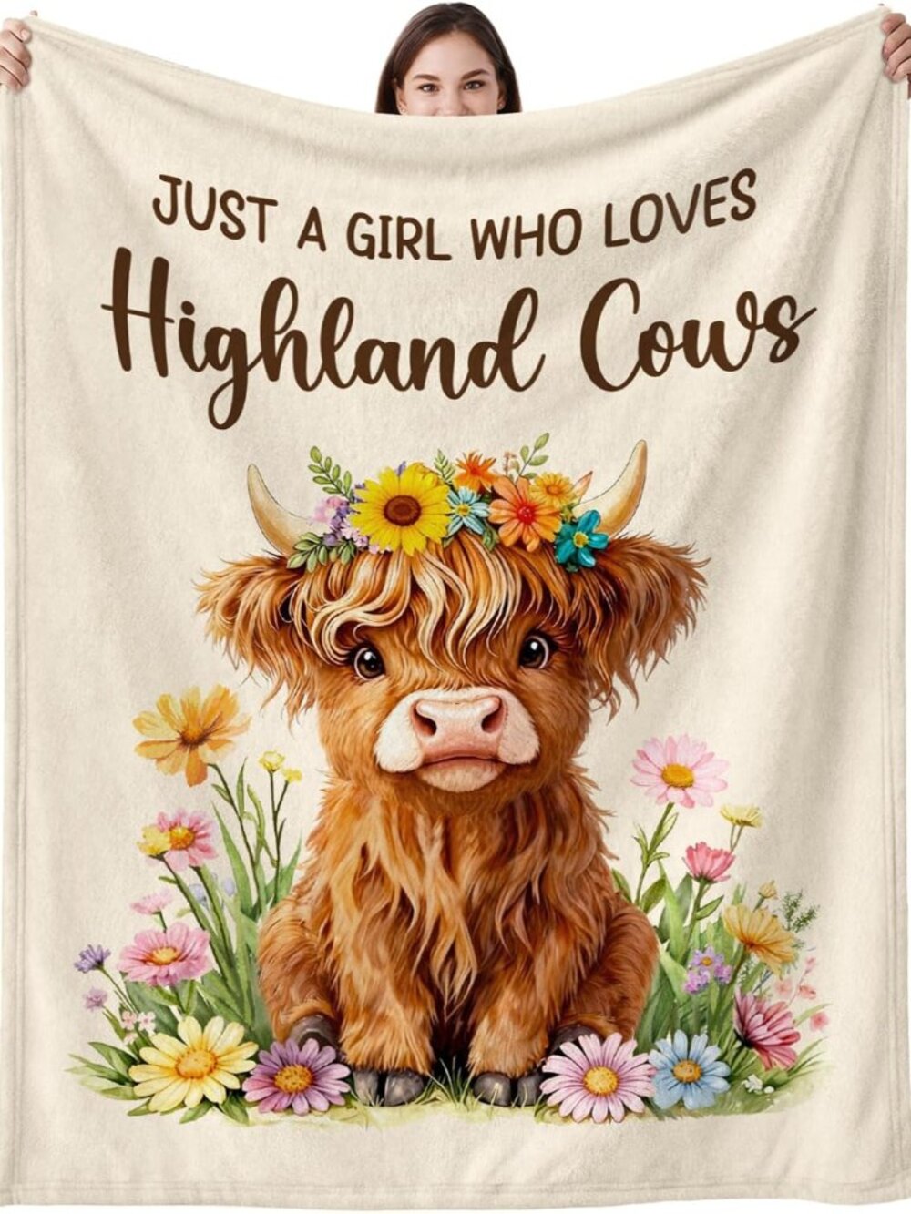 Highland Cow Gifts for Women, Flannel Soft Cow Blanket - 50" x 60"